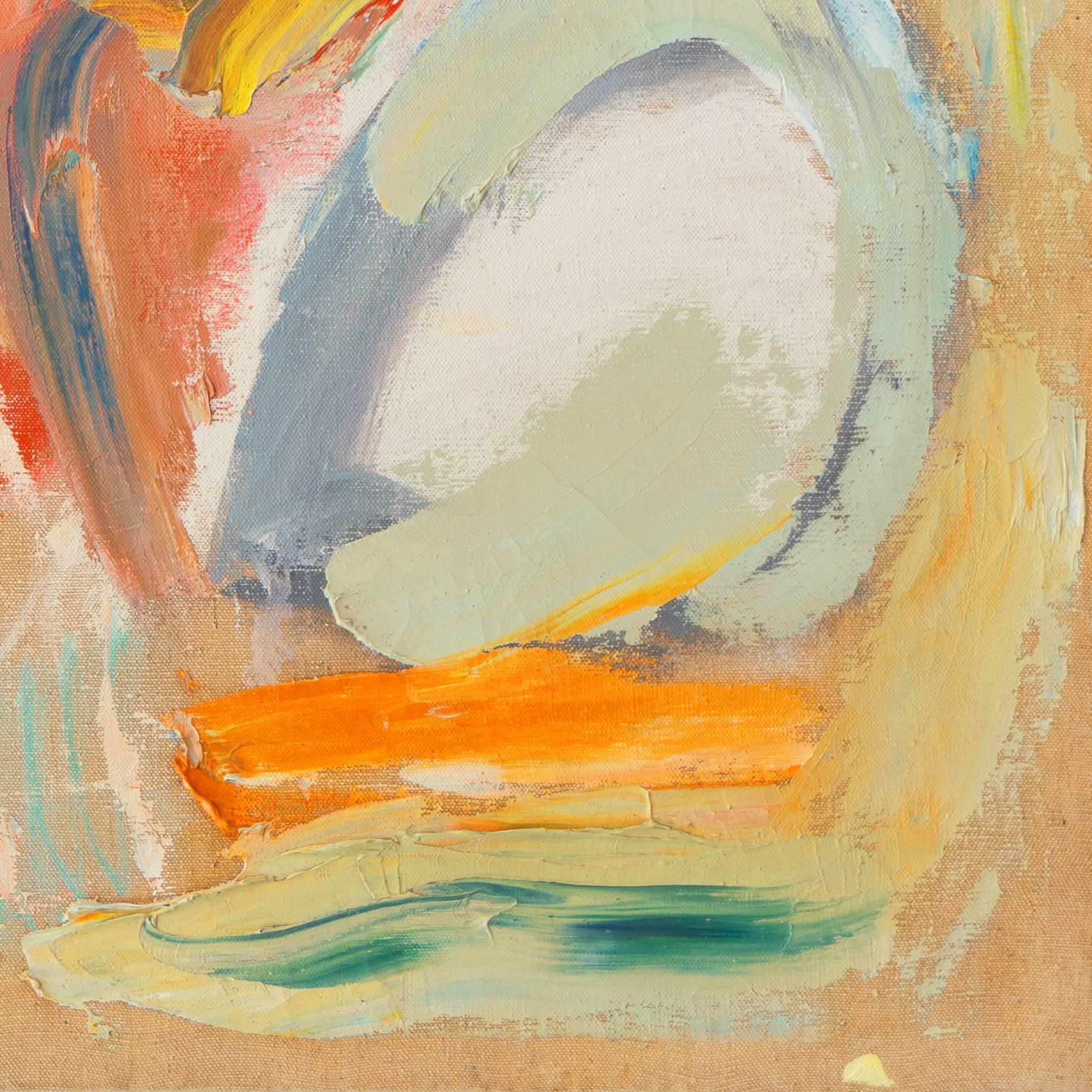 'Abstract in Ochre, Rust and Jade', Mid-century Modernist American Woman Artist - Beige Abstract Painting by Dora Masters