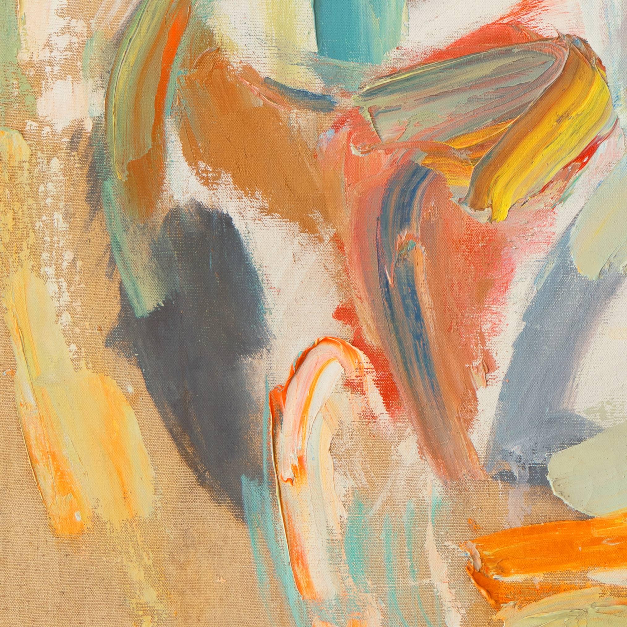 'Abstract in Ochre, Rust and Jade', Mid-century Modernist American Woman Artist For Sale 1