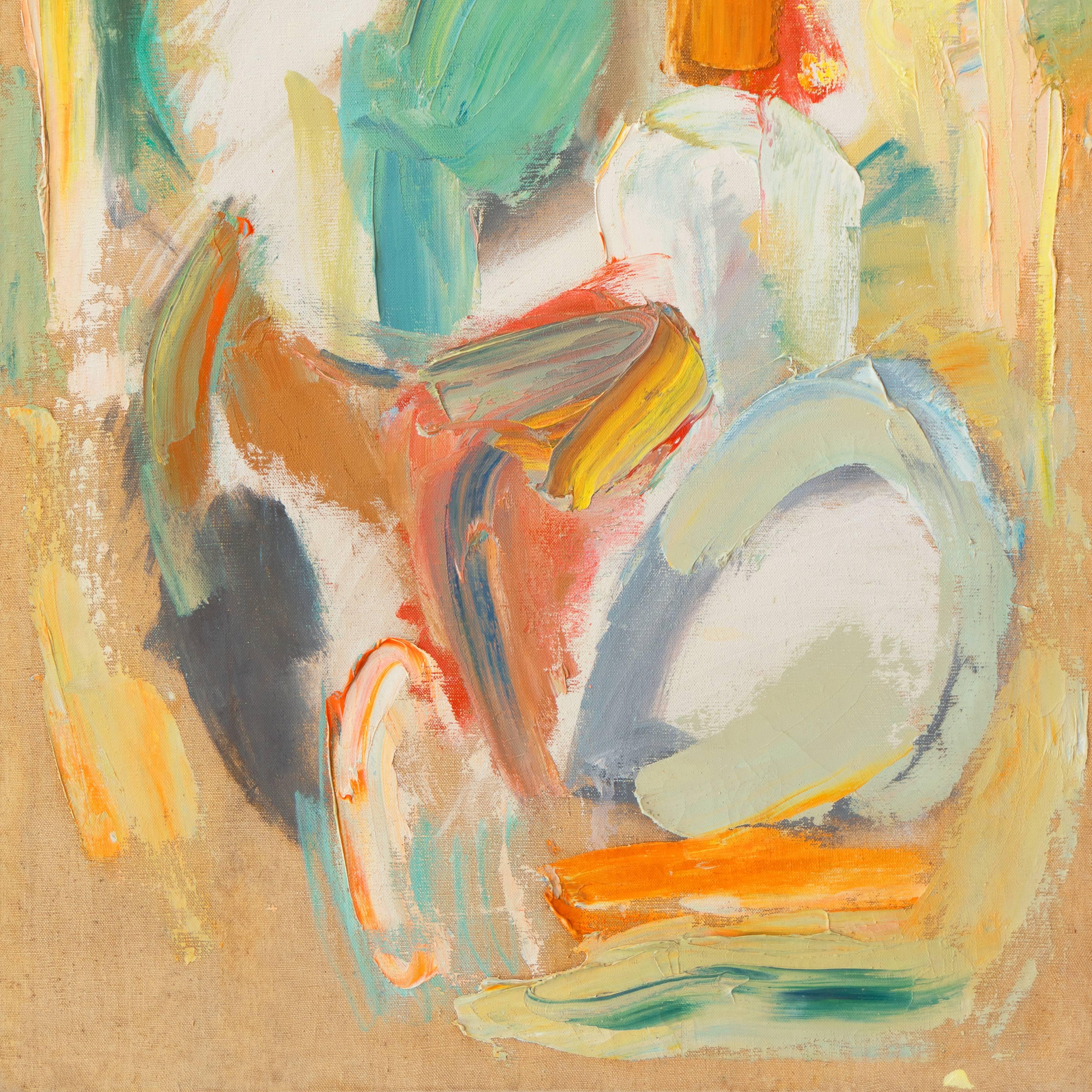 'Abstract in Ochre, Rust and Jade', Mid-century Modernist American Woman Artist For Sale 3