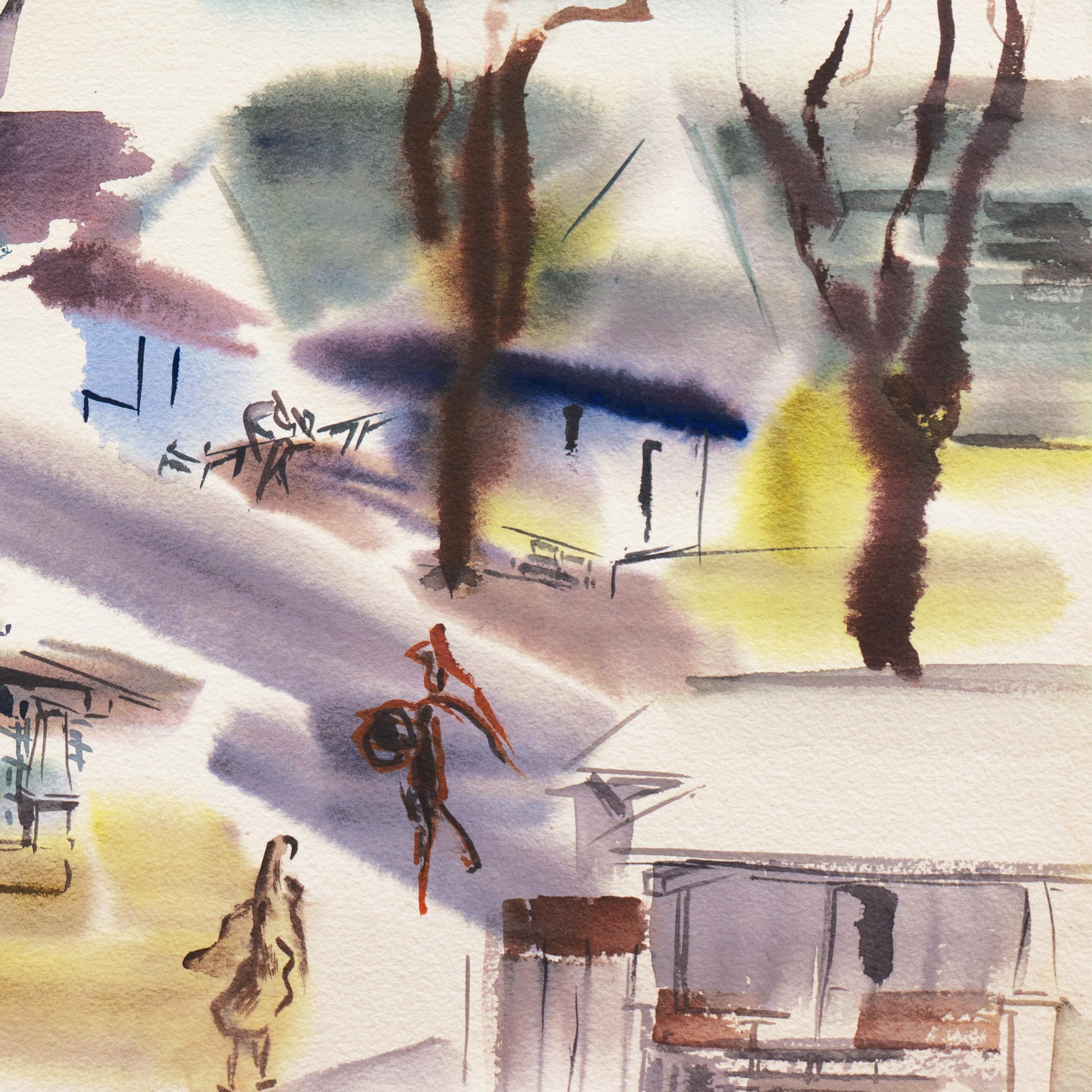 „Old Carmel Village“, Künstlerin aus den 1950er Jahren, San Francisco Bay Area, SFAA – Painting von Dora Masters