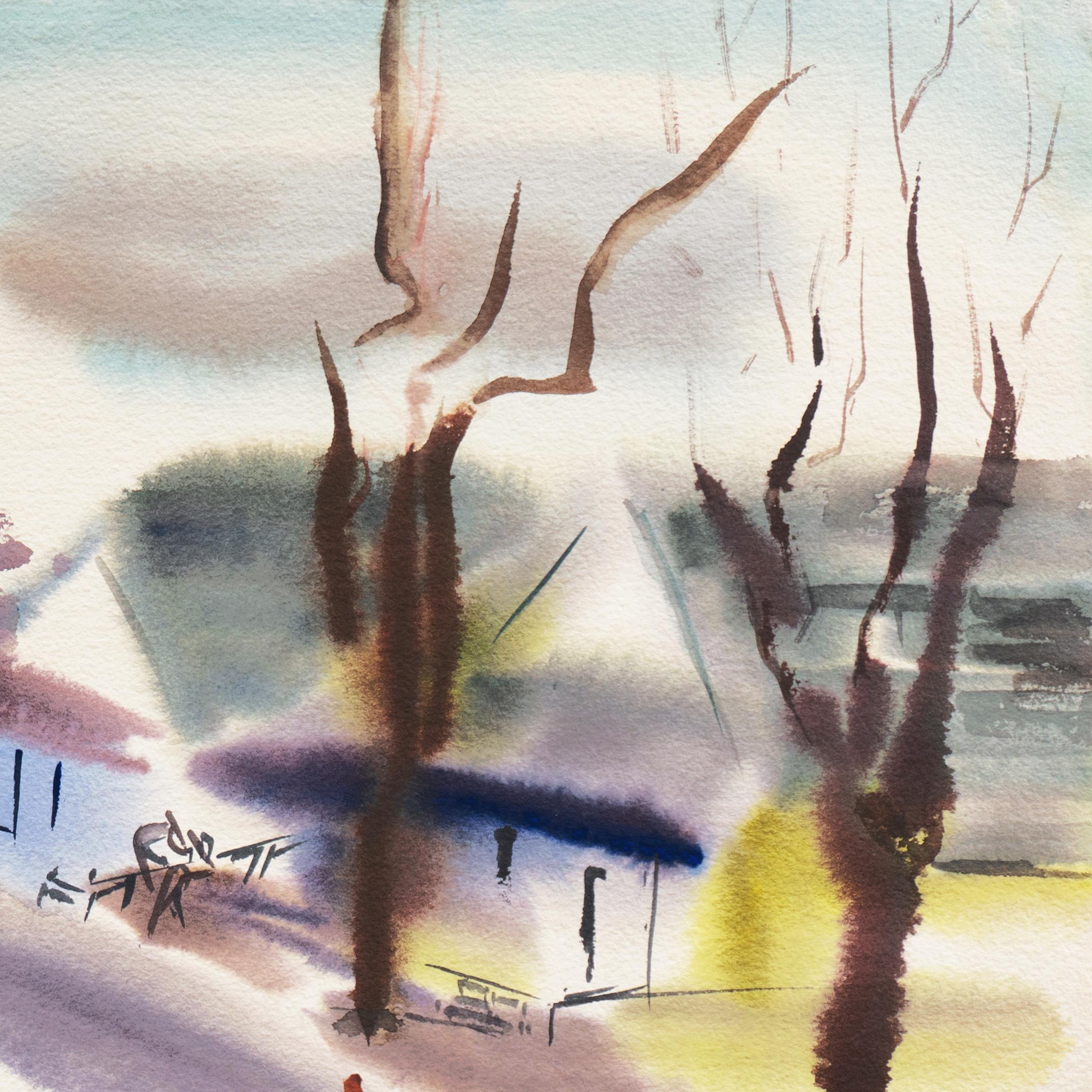 „Old Carmel Village“, Künstlerin aus den 1950er Jahren, San Francisco Bay Area, SFAA (Post-Impressionismus), Painting, von Dora Masters