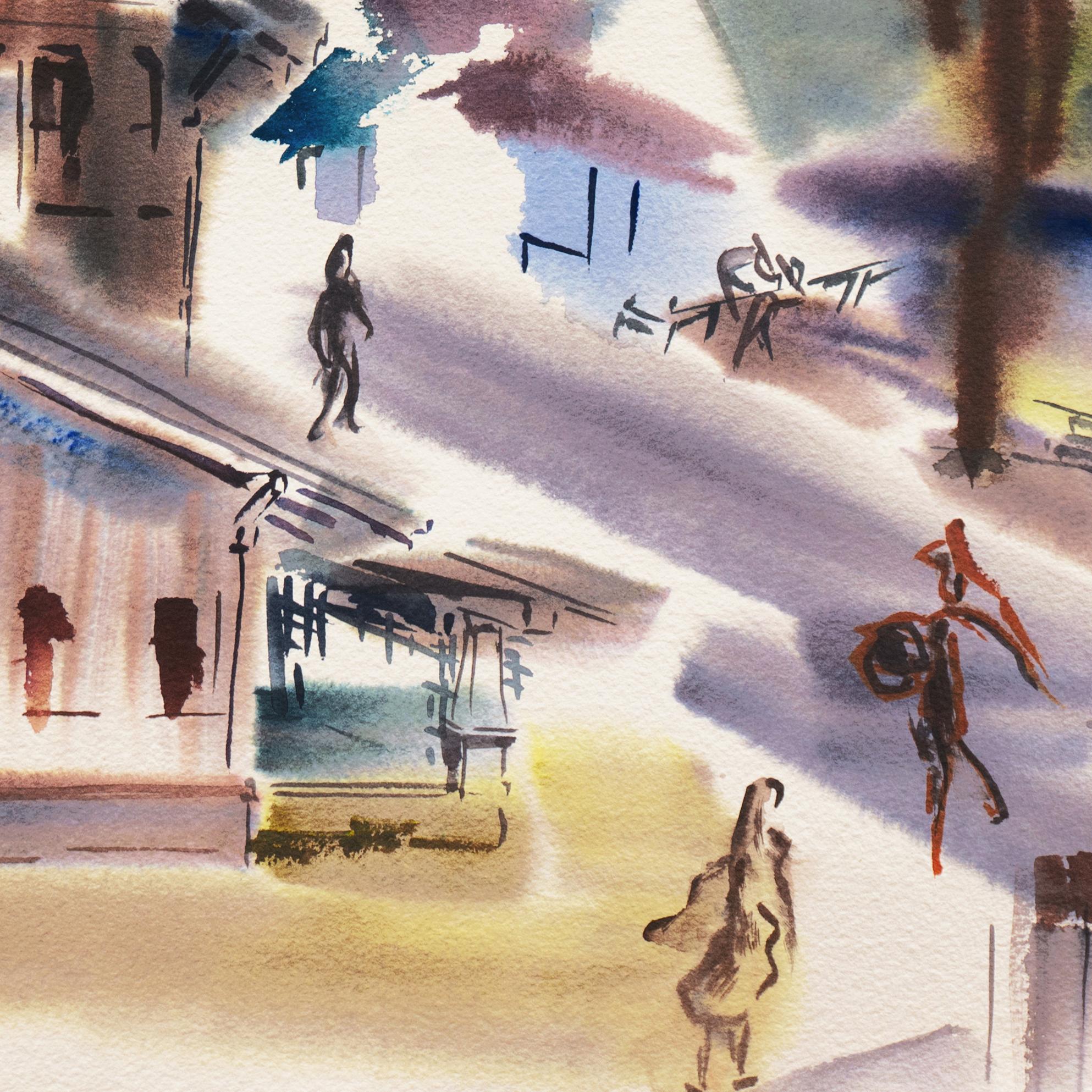 „Old Carmel Village“, Künstlerin aus den 1950er Jahren, San Francisco Bay Area, SFAA (Beige), Abstract Painting, von Dora Masters