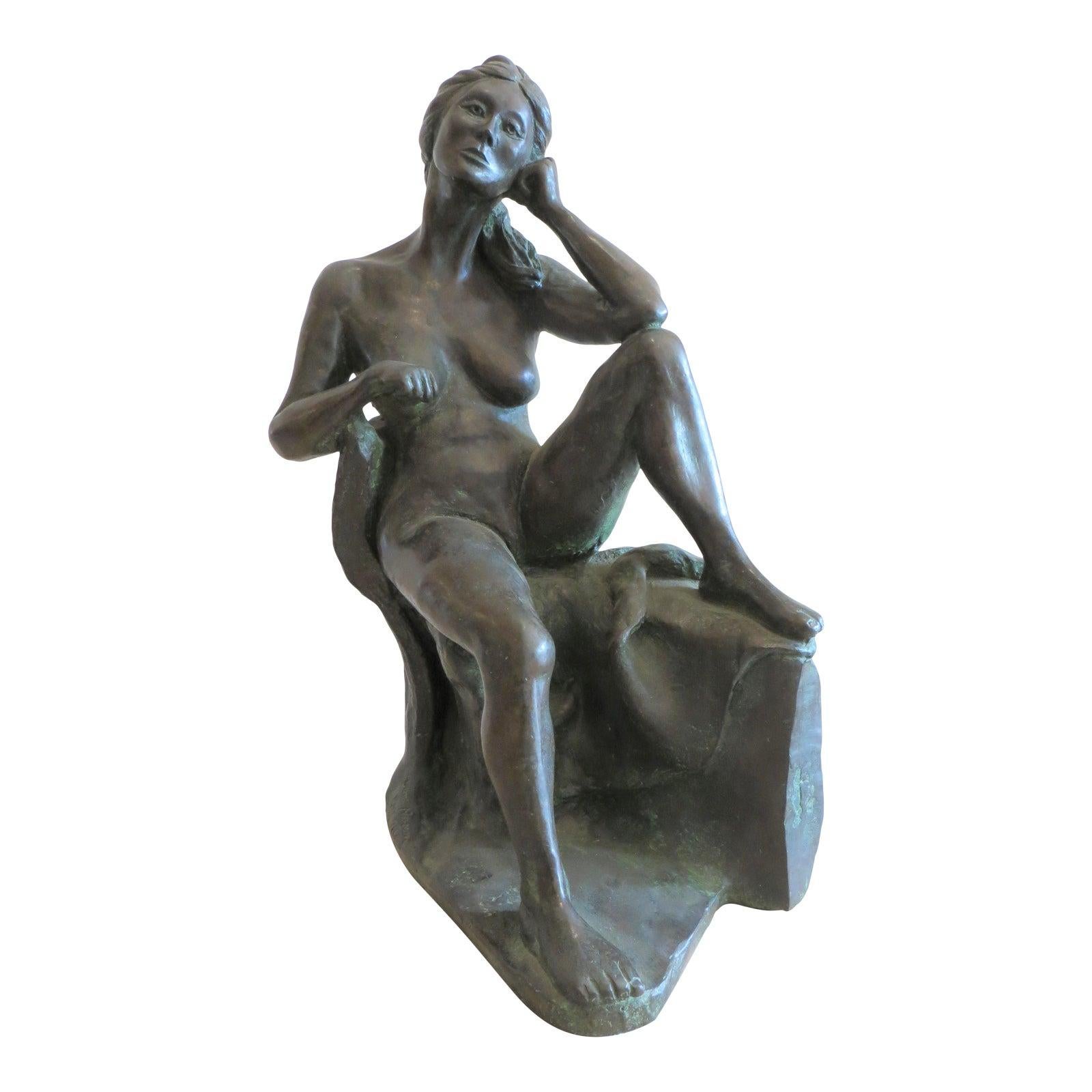 Dora Navon Nude Sculpture - Seated Nude Woman