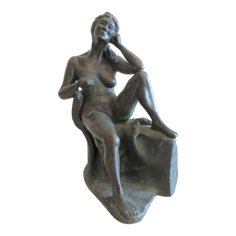Dora Navon Figurative Sculpture - Seated Nude Woman