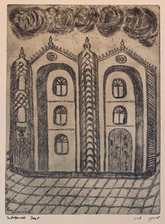 Etching of destroyed synagogue - Drohobisz, Ukraine