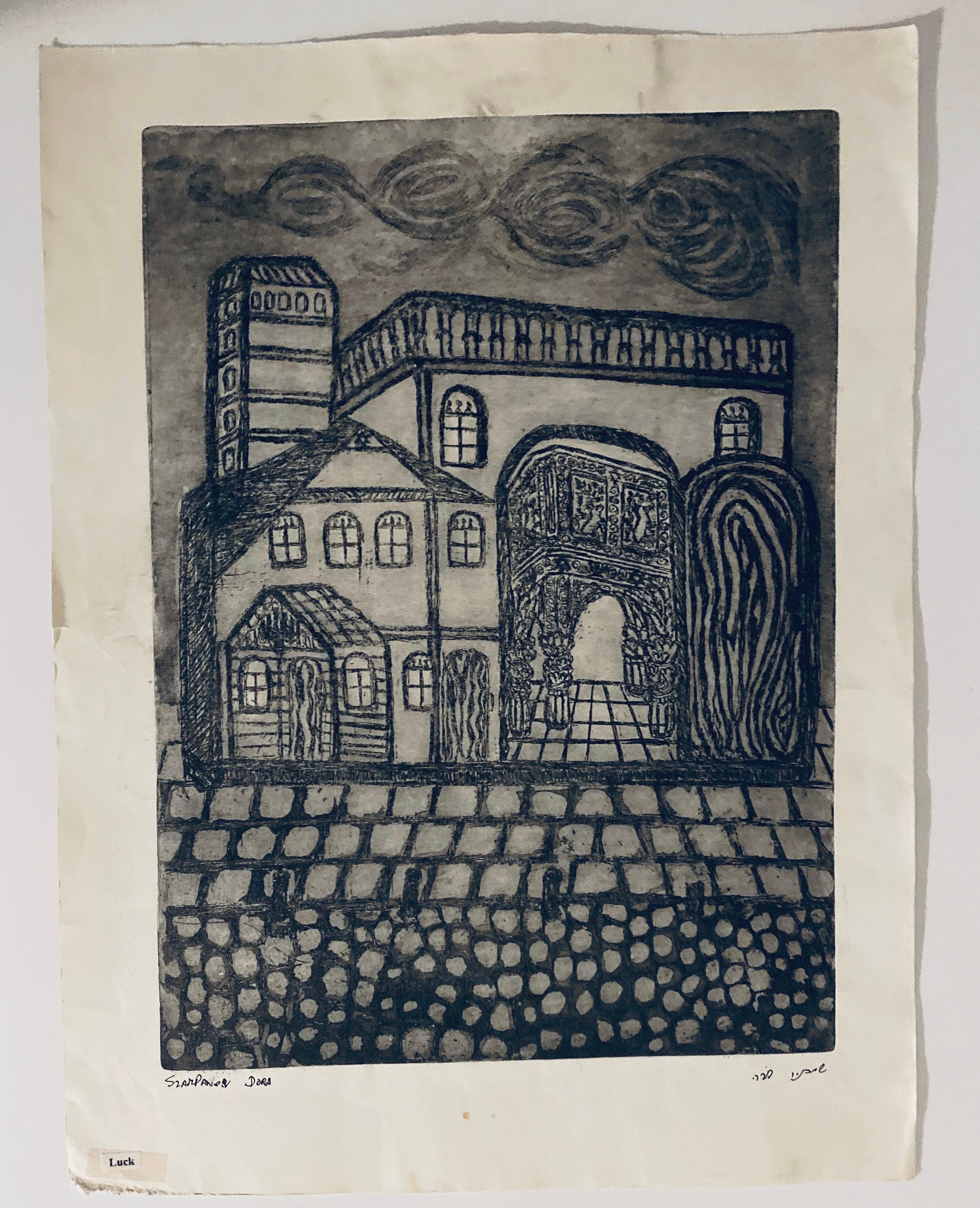 Grabado de sinagoga destruida - Luck, Polonia en venta 1