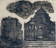 Grabado de sinagoga destruida - Varsovia, Polonia