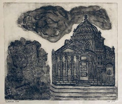 Grabado de sinagoga destruida - Varsovia, Polonia