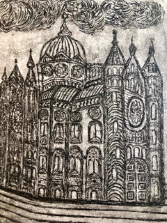 Regensburg Germany Jewish Memorial Etching Destroyed Synagogue Folk Art Judaica