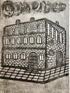 Tarnopol, Ukraine Jewish Memorial Etching Destroyed Synagogue Folk Art Judaica