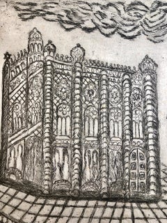 Vienna Austria Jewish Memorial Etching Destroyed Synagogue Folk Art Judaica