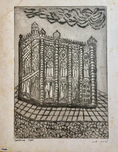 Retro Vienna Austria Jewish Memorial Etching Destroyed Synagogue Folk Art Judaica