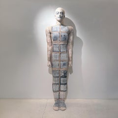 Sculpture en argile peinte à la main, grandeur nature, art figuratif moderne, 2010s