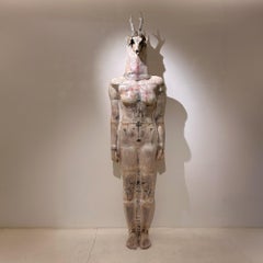 Sculpture en argile peinte à la main, grandeur nature, art figuratif moderne, 2010s