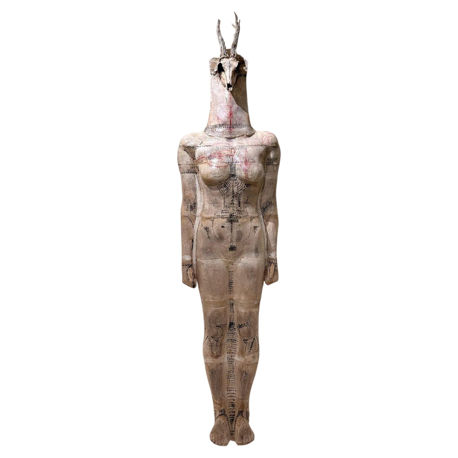 Scultura in argilla dipinta a mano a grandezza naturale, arte figurativa moderna, 2010s