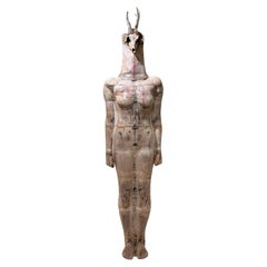 Sculpture en argile peinte à la main, grandeur nature, art figuratif moderne, 2010s