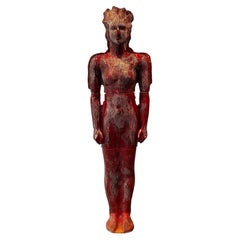 Life-Size Unique Hand-Painted Red Clay Sculpture, Modern Figurative Art, 2010s