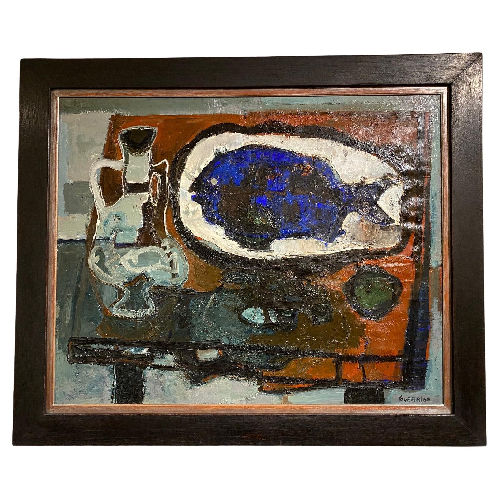 "Dorade Bleue" Peinture de Raymond Guerrier en vente