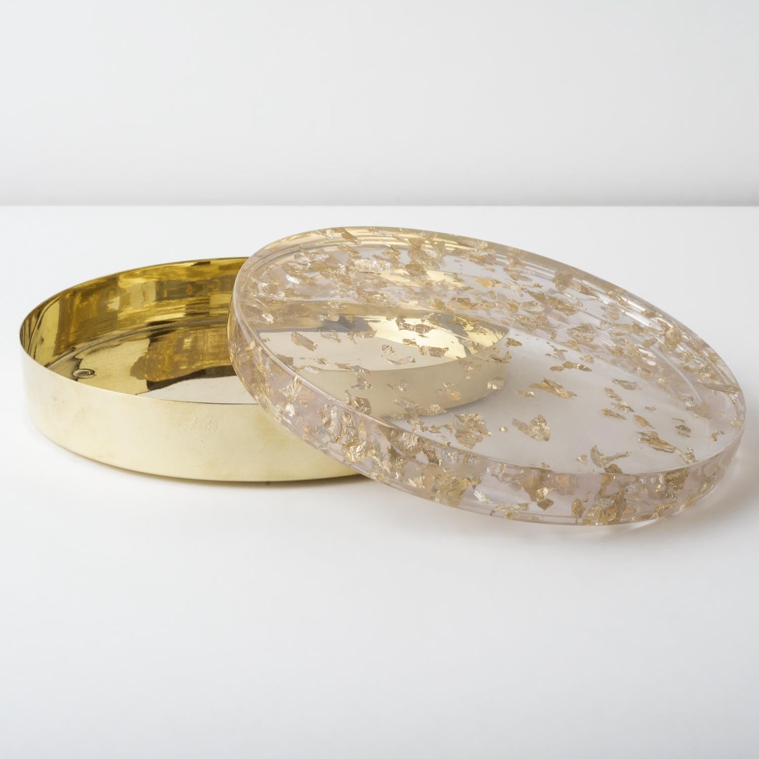 Laiton Dorado Brass & Gold Leaf In Resin Decorative Large & Small Box Set