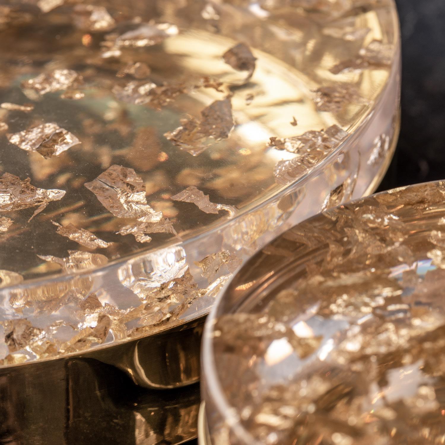 Contemporary Dorado Brass & Gold Leaf in Resin Large Decorative Box