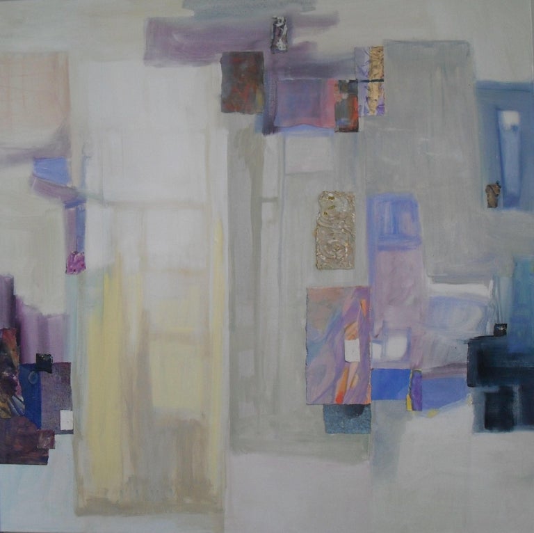 Dorate Muller Abstract Interior Ii 30 X 30 Soft Grey With Blues