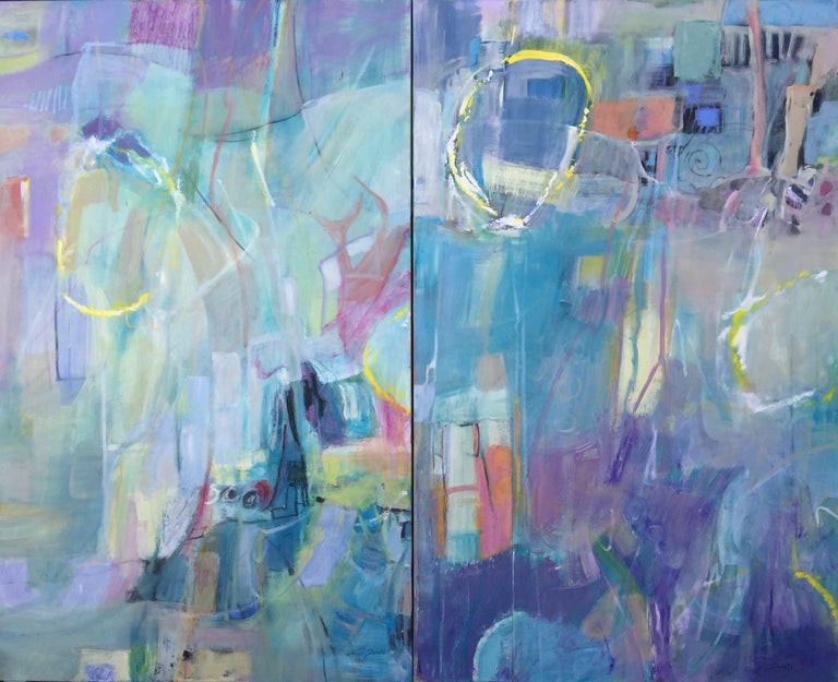 Dorate Muller Phoenix Vii Blues And Purple Diptych 48 X 60 For