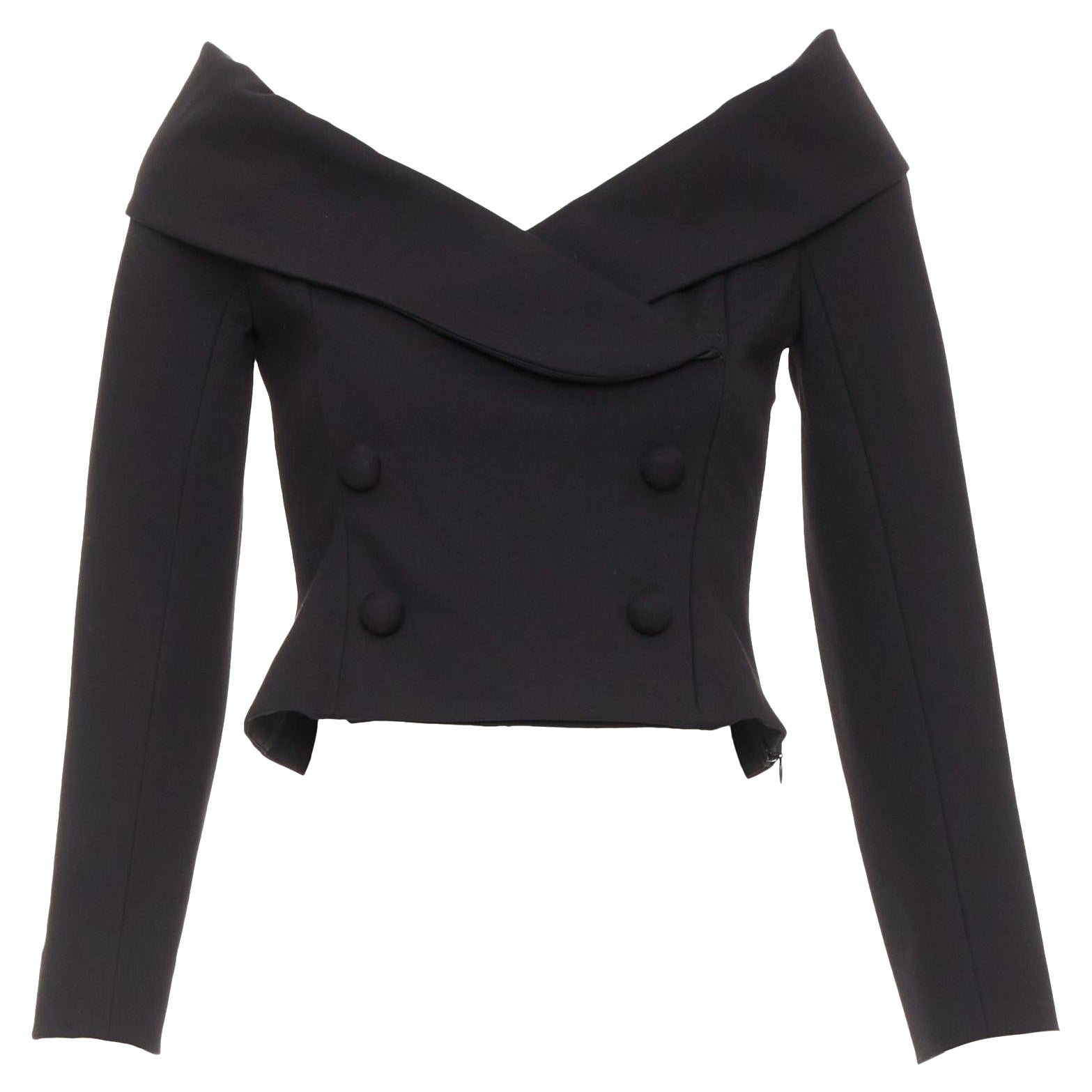 DORATHEE SCHUMACHER Esencia emocional crop negro off shoulder cropped top US1 XS