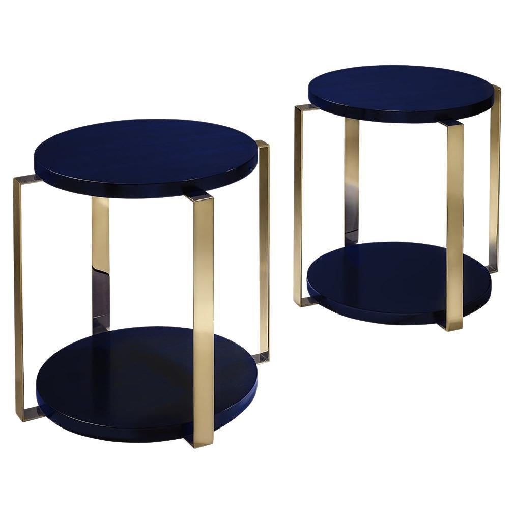 Dorchester Navy Contemporary and Customizable Side Table by Luísa Peixoto For Sale