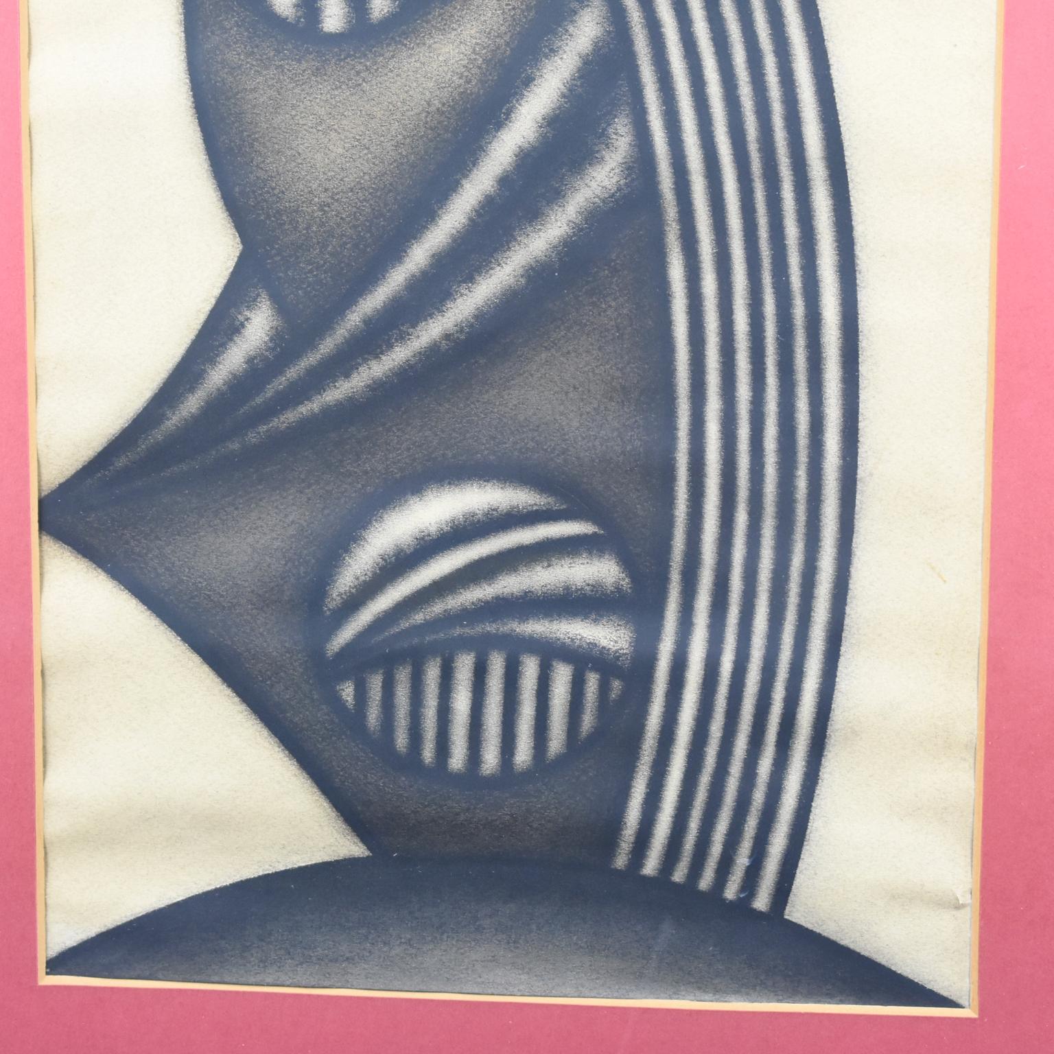 Brutalist Op Art Abstract Charcoal Drawing by Dordevic Miodrag For Sale 6