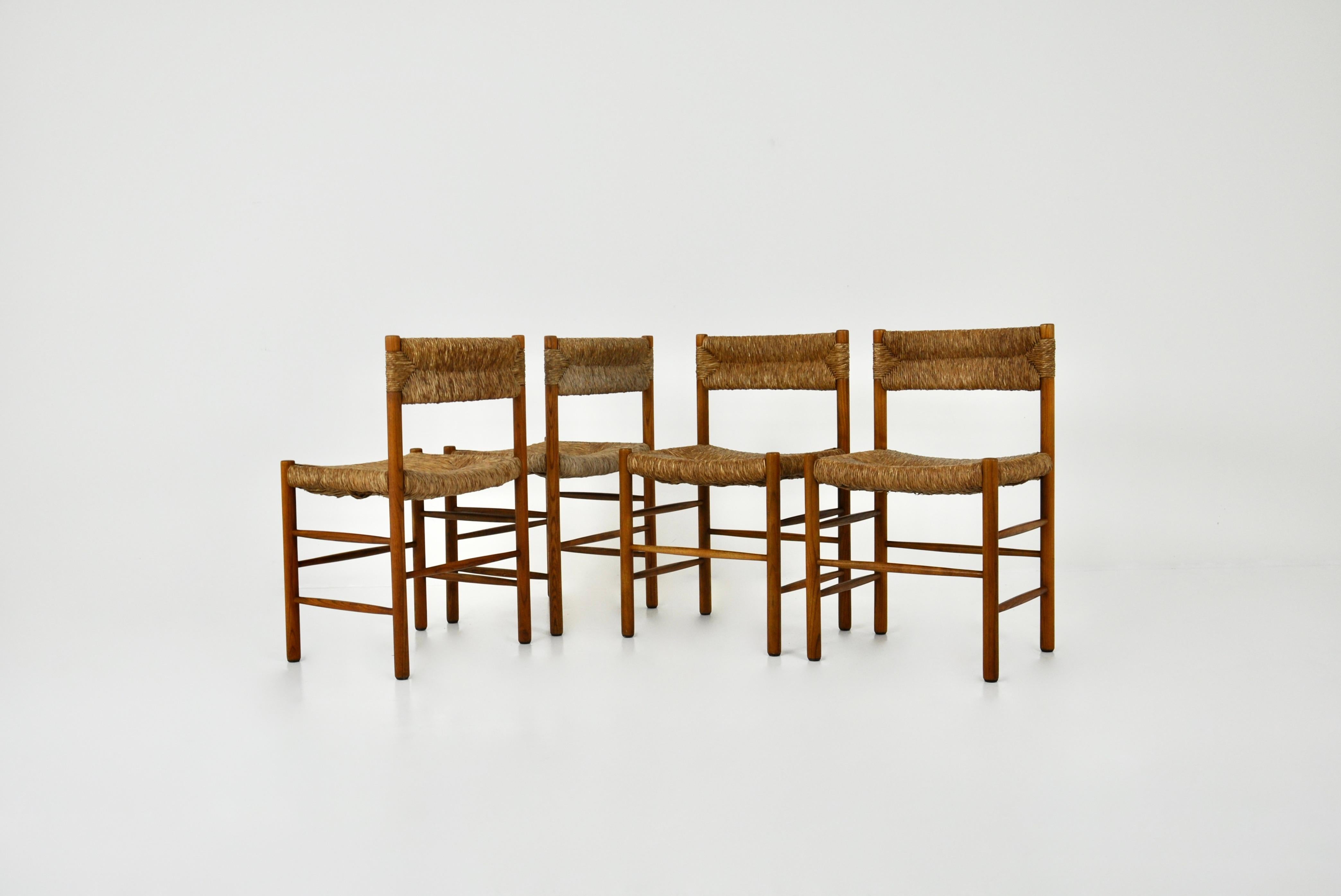 Mid-Century Modern Dordogne Chairs by Charlotte Perriand for Sentou, 1950s, Set of 4