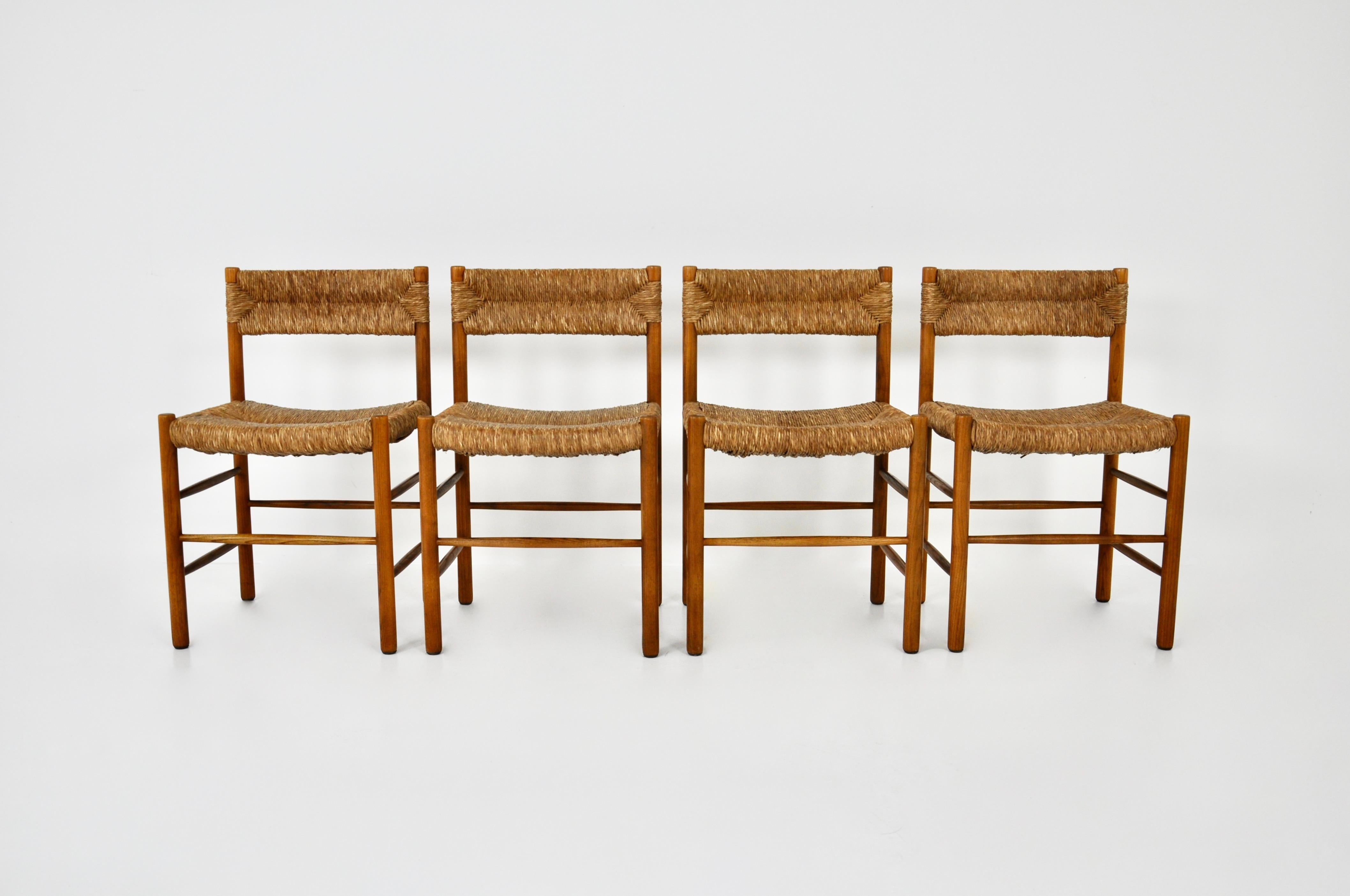 French Dordogne Chairs by Charlotte Perriand for Sentou, 1950s, Set of 4