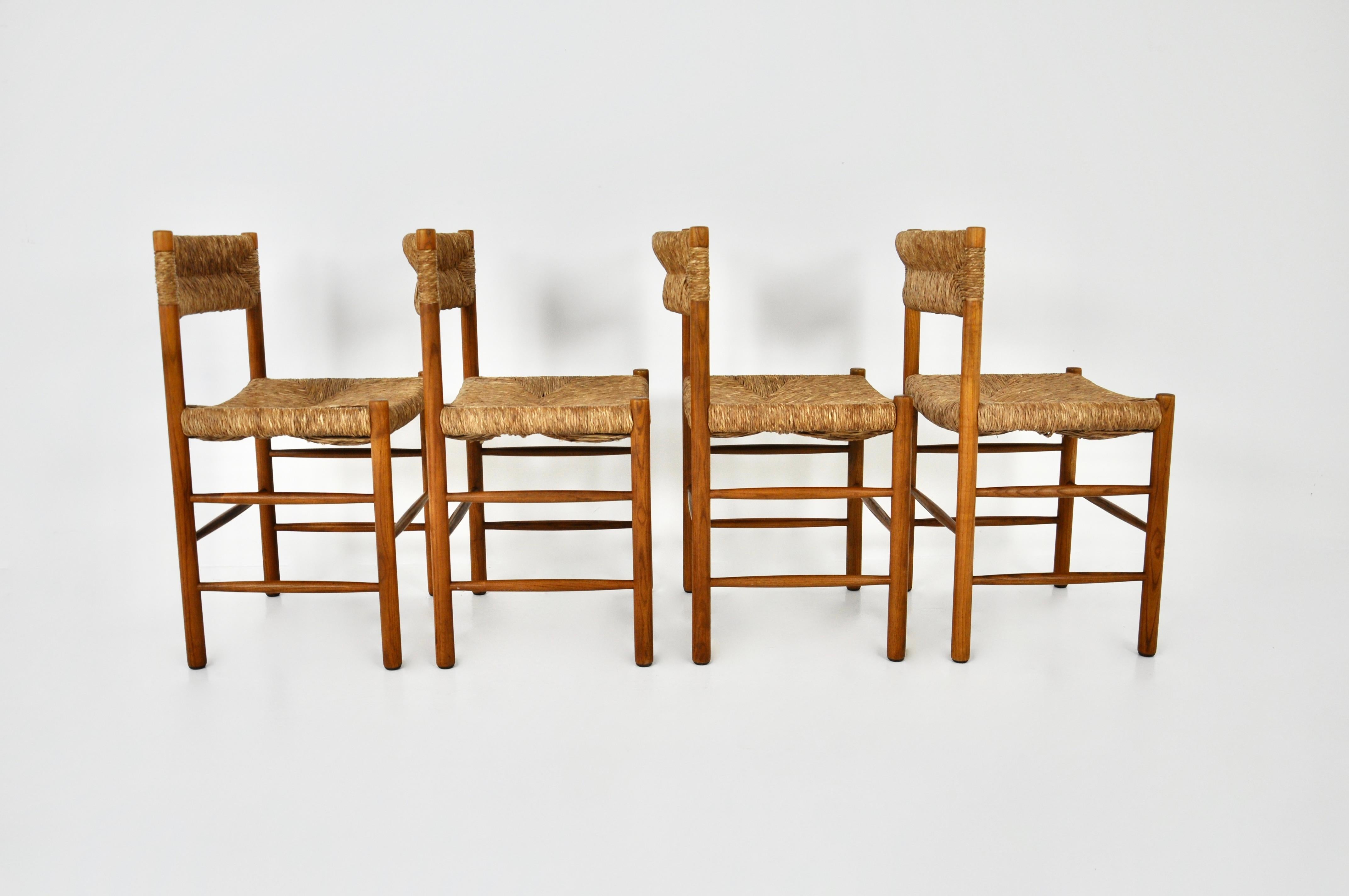 Dordogne Chairs by Charlotte Perriand for Sentou, 1950s, Set of 4 In Good Condition In Lasne, BE