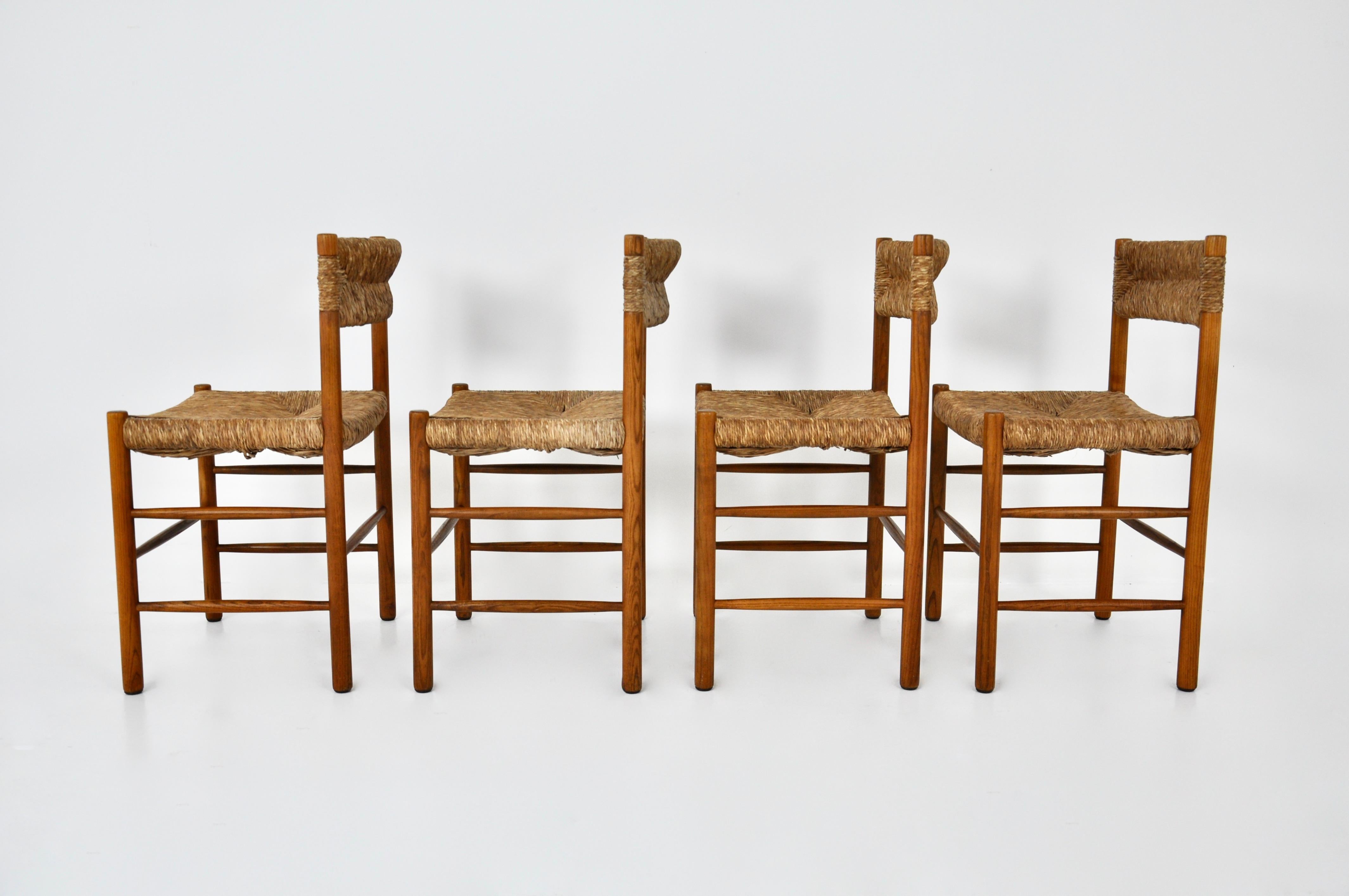 Wood Dordogne Chairs by Charlotte Perriand for Sentou, 1950s, Set of 4