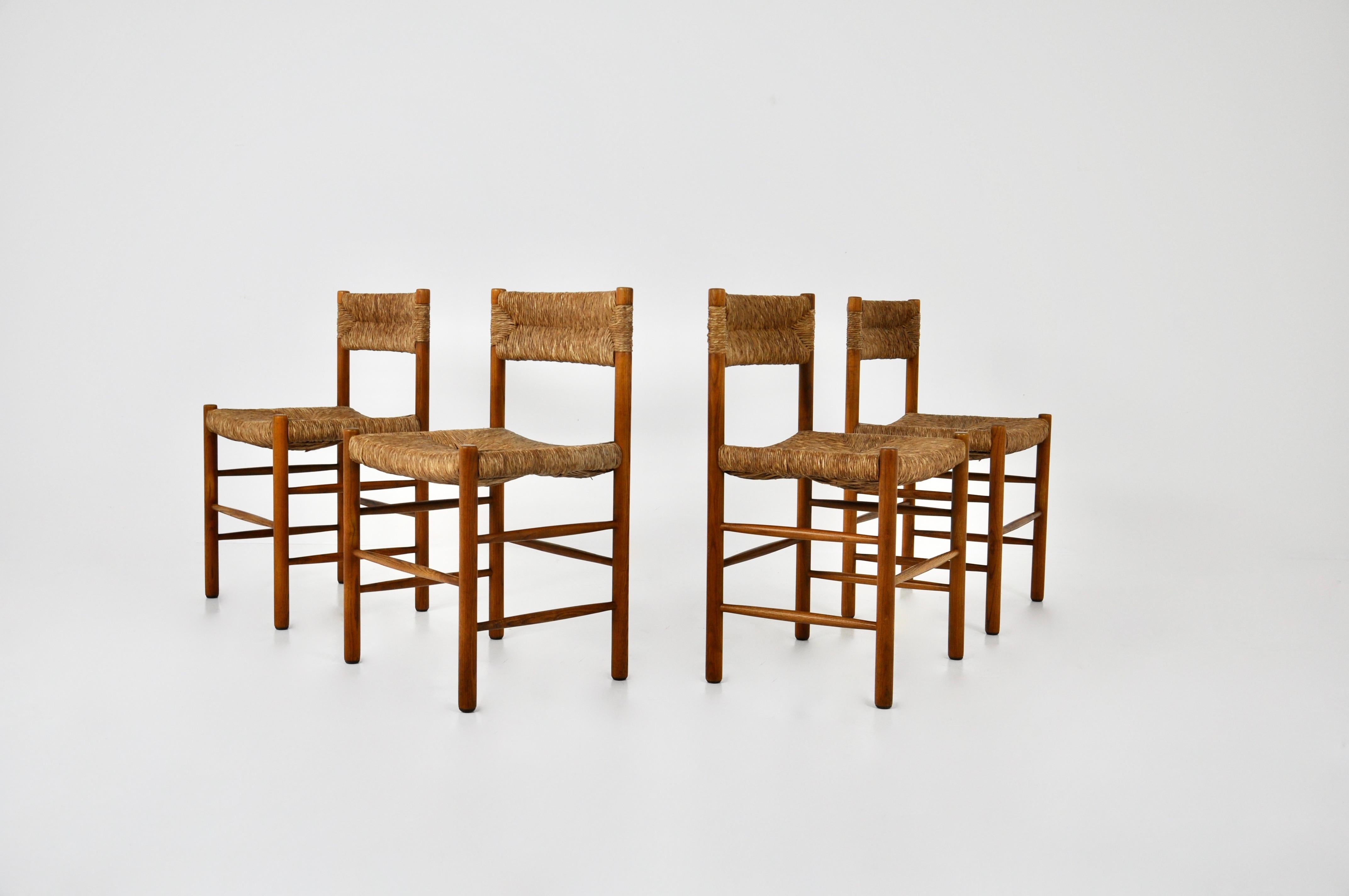 Dordogne Chairs by Charlotte Perriand for Sentou, 1950s, Set of 4 1