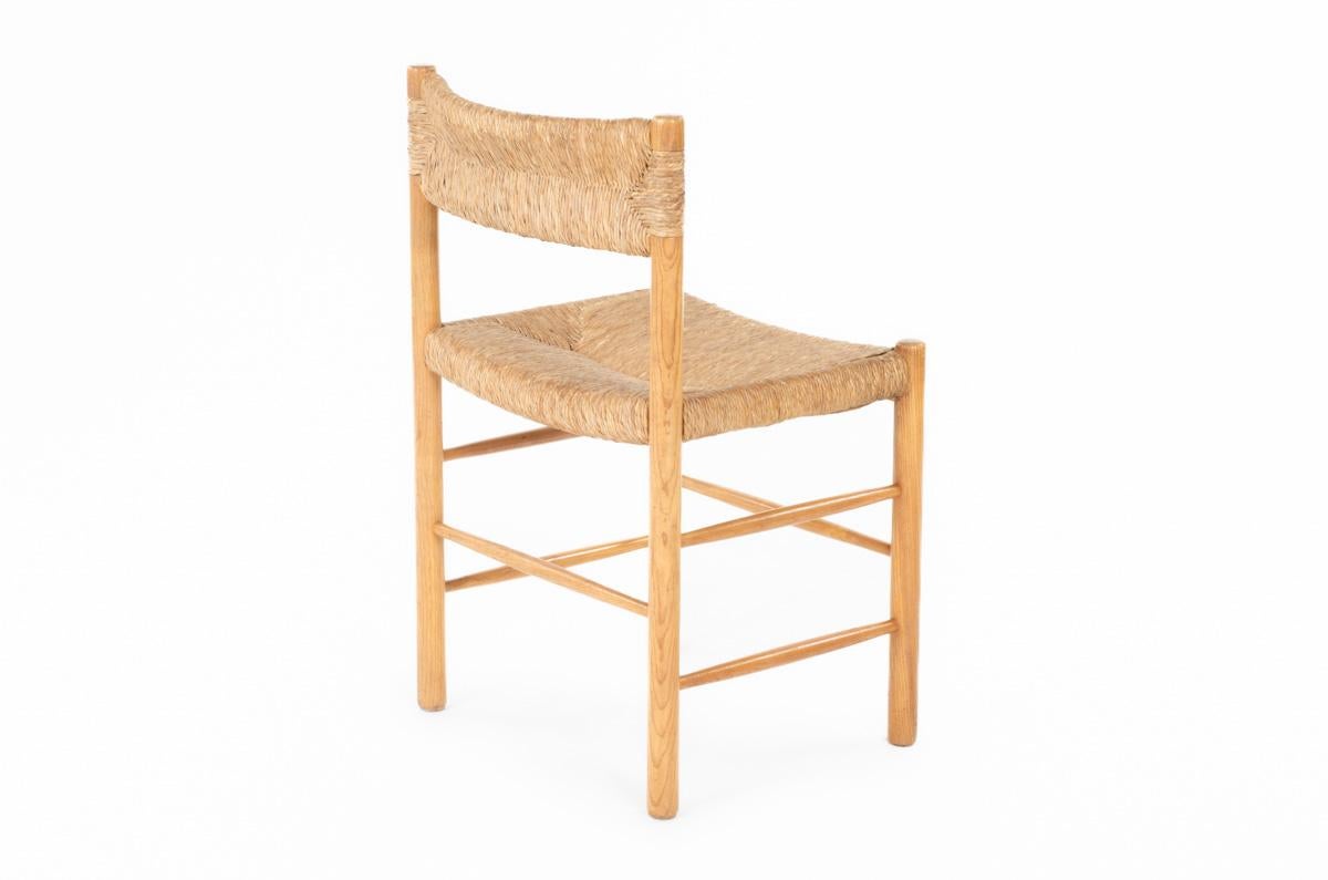 Chaises Dordogne en frêne et paille de Sentou, années 1950, lot de 8 6
