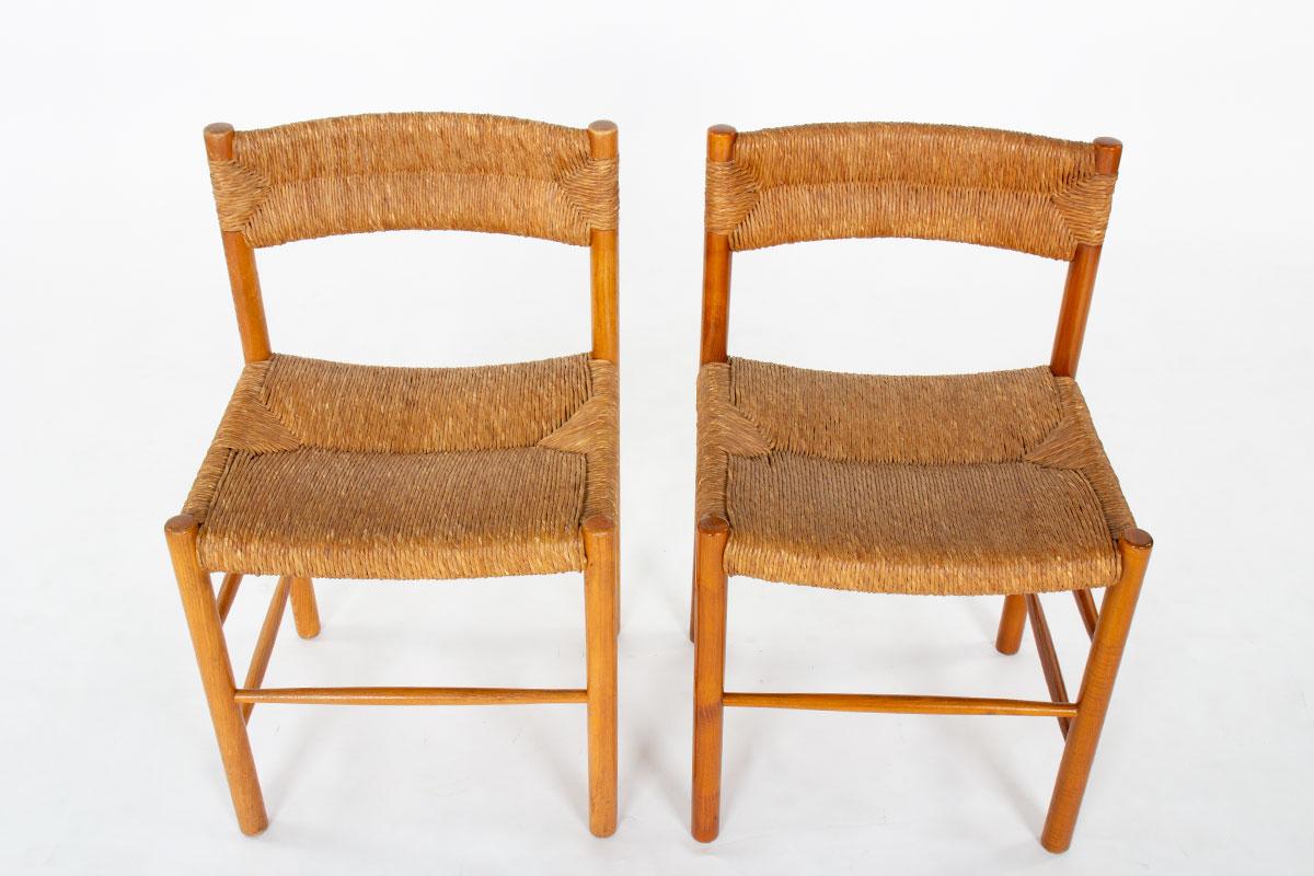 Chaises Dordogne en frêne et paille de Sentou, années 1950, lot de 8 8