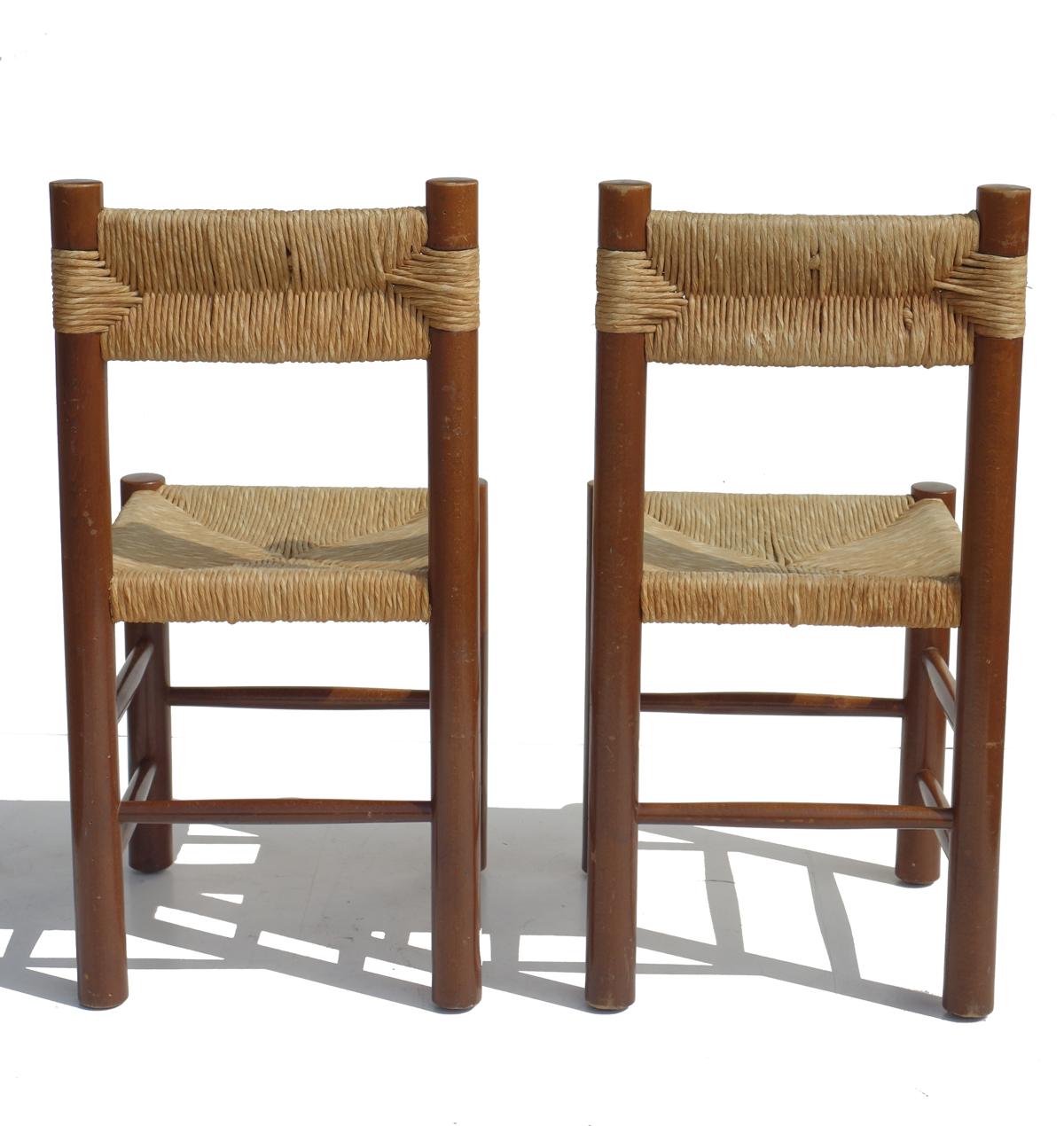 Français Six chaises en osier «ordogne » Charlotte Perriand par Robert Sentou Design, 1960 en vente