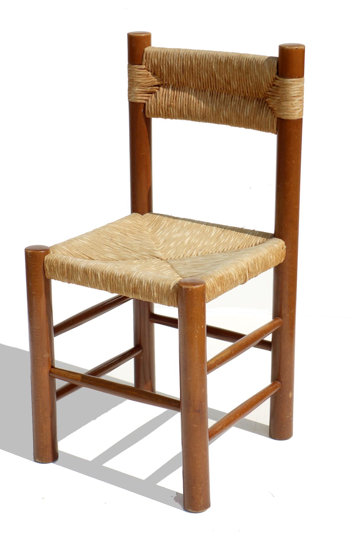 Six chaises en osier «ordogne » Charlotte Perriand par Robert Sentou Design, 1960 Excellent état - En vente à Brescia, IT