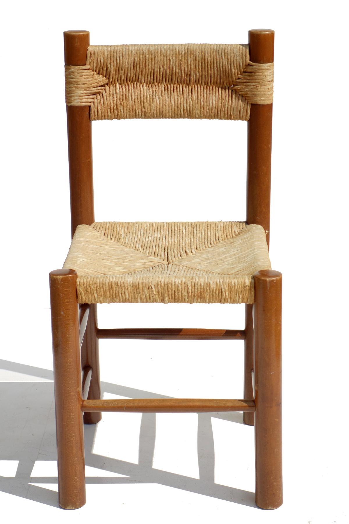 Milieu du XXe siècle Six chaises en osier «ordogne » Charlotte Perriand par Robert Sentou Design, 1960 en vente