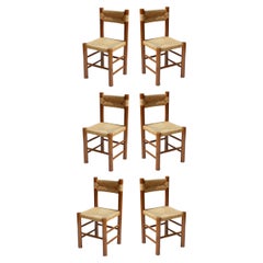 Six chaises en osier «ordogne » Charlotte Perriand par Robert Sentou Design, 1960