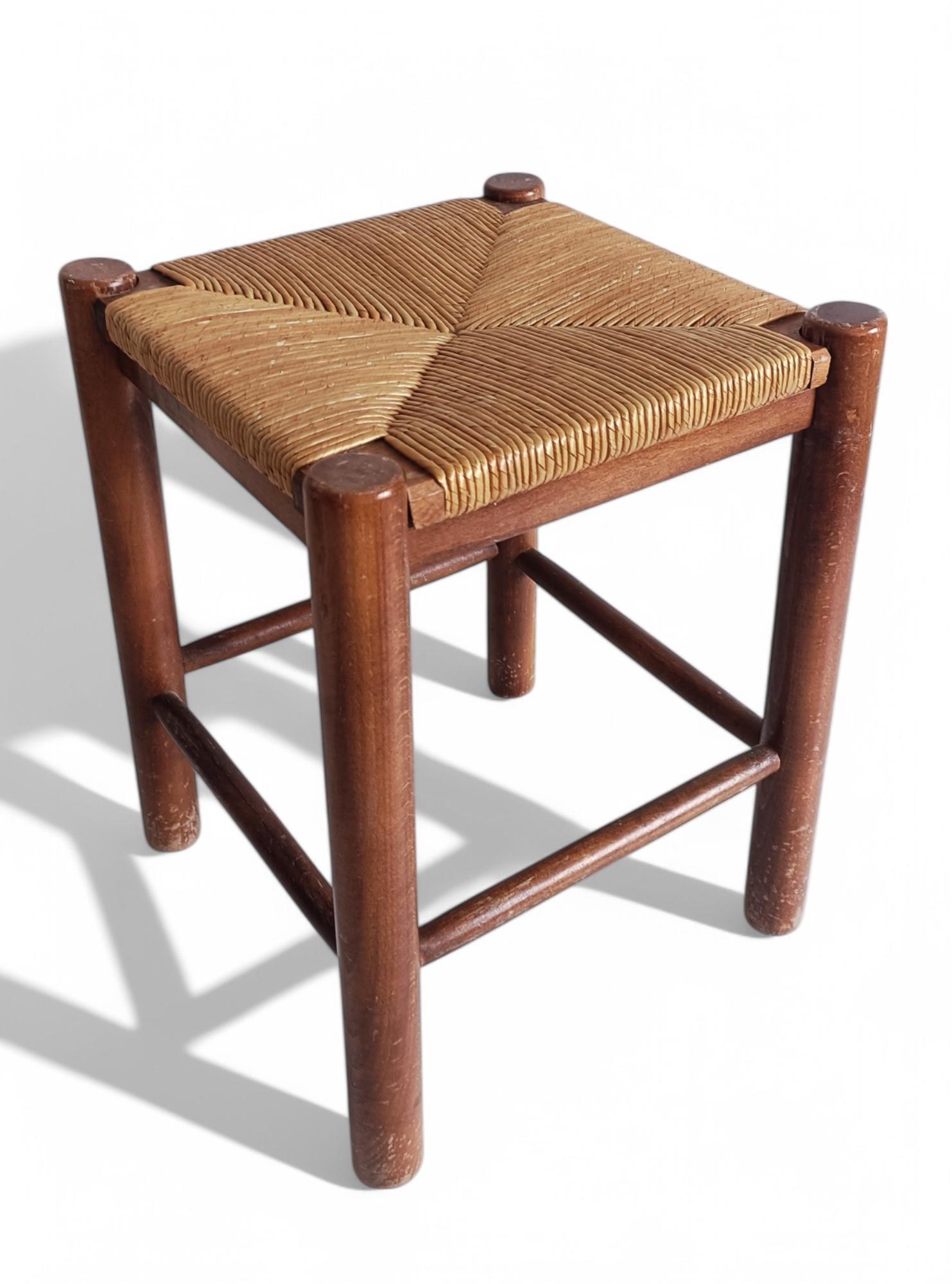 Französischer Hocker im Stil von Charlotte Perriand für Robert Sentou, 1950er Jahre im Angebot 4