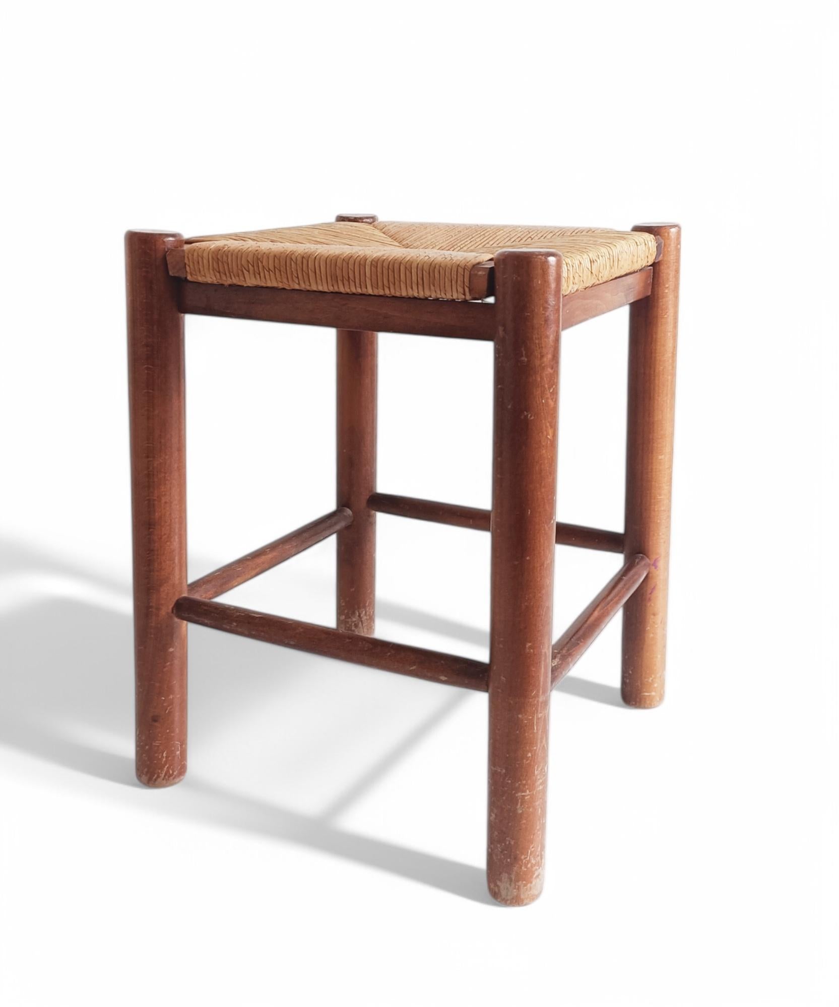 Französischer Hocker im Stil von Charlotte Perriand für Robert Sentou, 1950er Jahre im Angebot 5