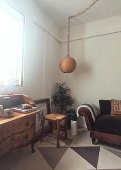 Dordogne Stool by Charlotte Perriand, Woven Straw, France, 1950s