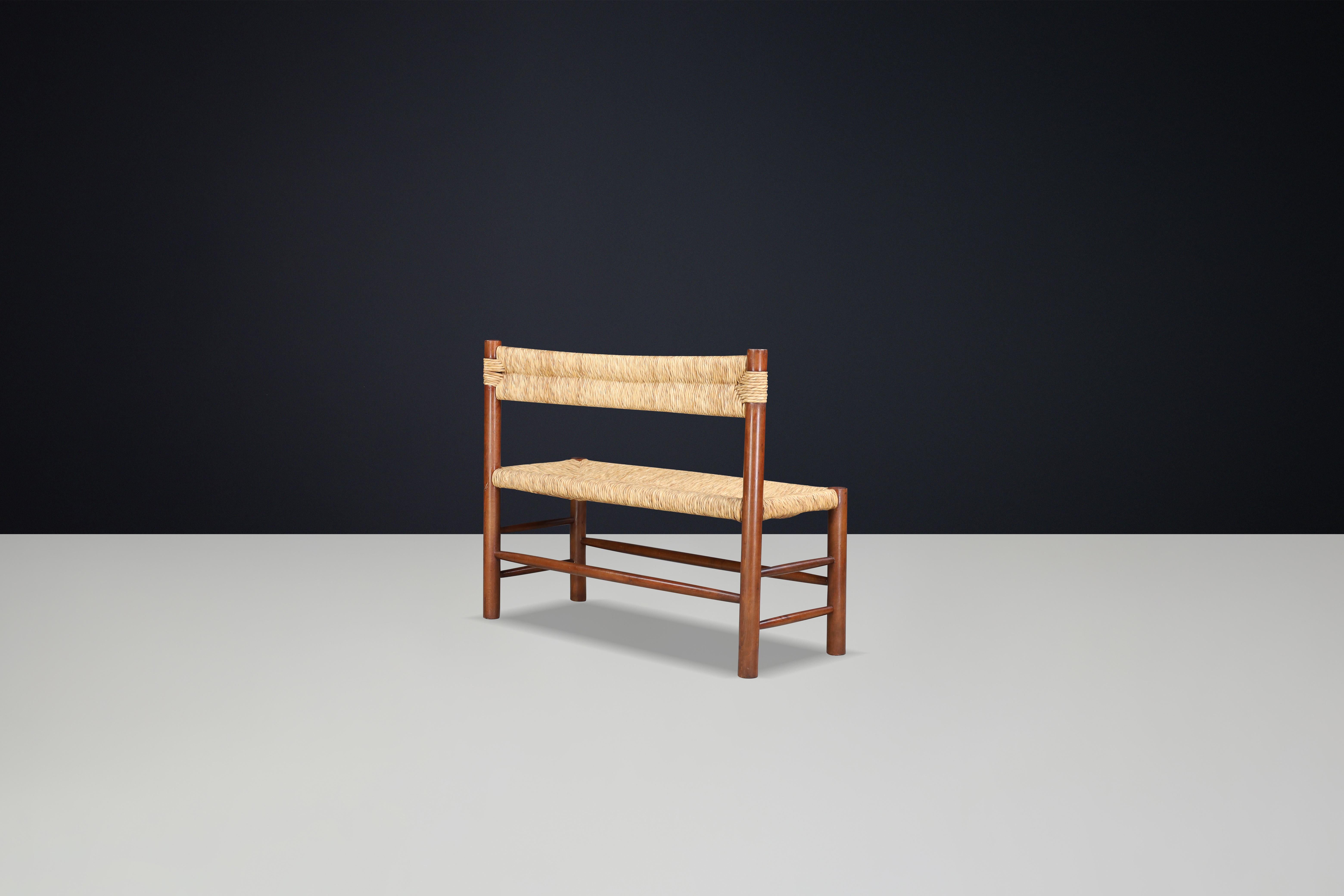 Banc en paille Dordogne par Charlotte Perriand pour Robert Sentou, France, années 1960 Bon état à Almelo, NL