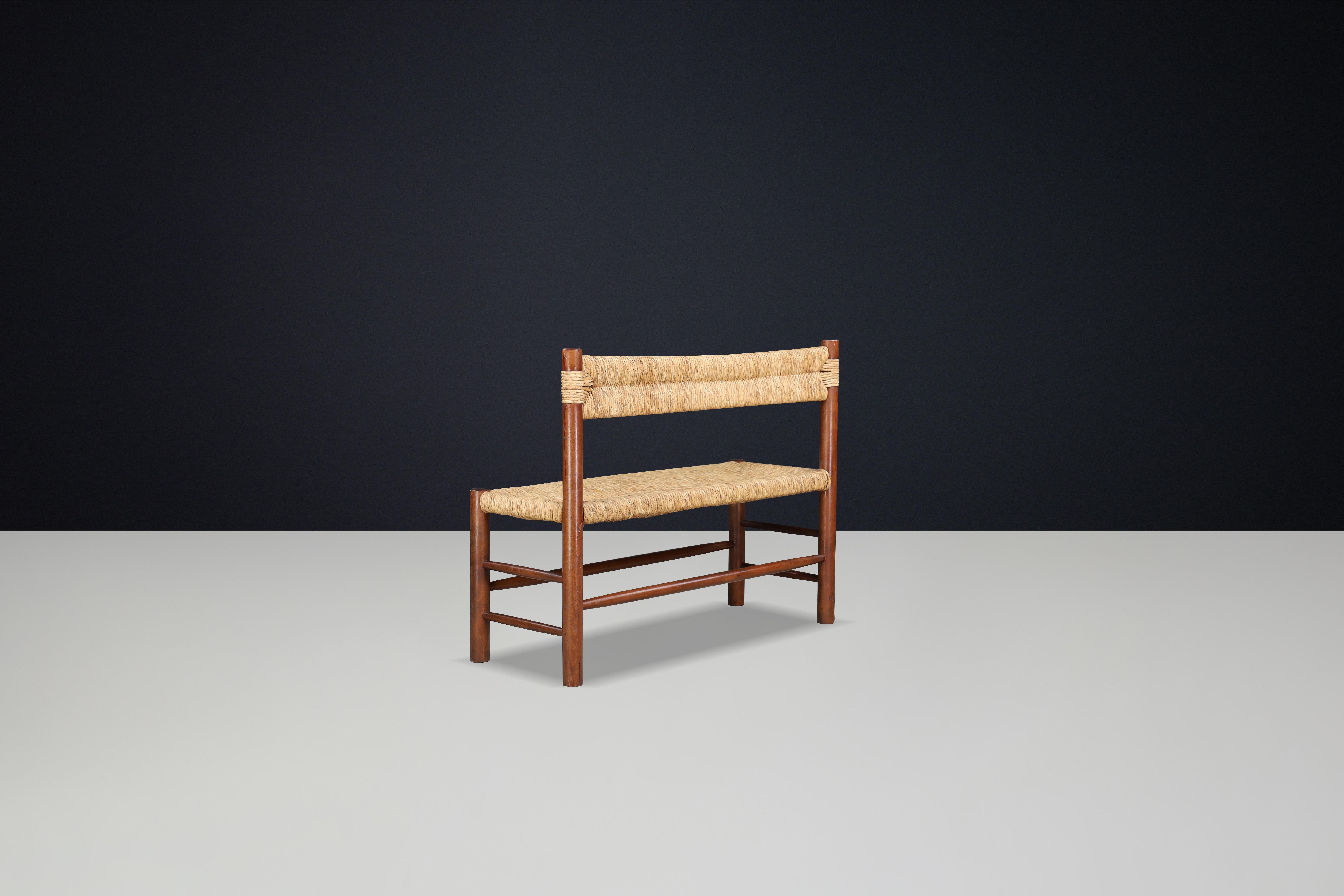 20ième siècle Banc en paille Dordogne par Charlotte Perriand pour Robert Sentou, France, années 1960