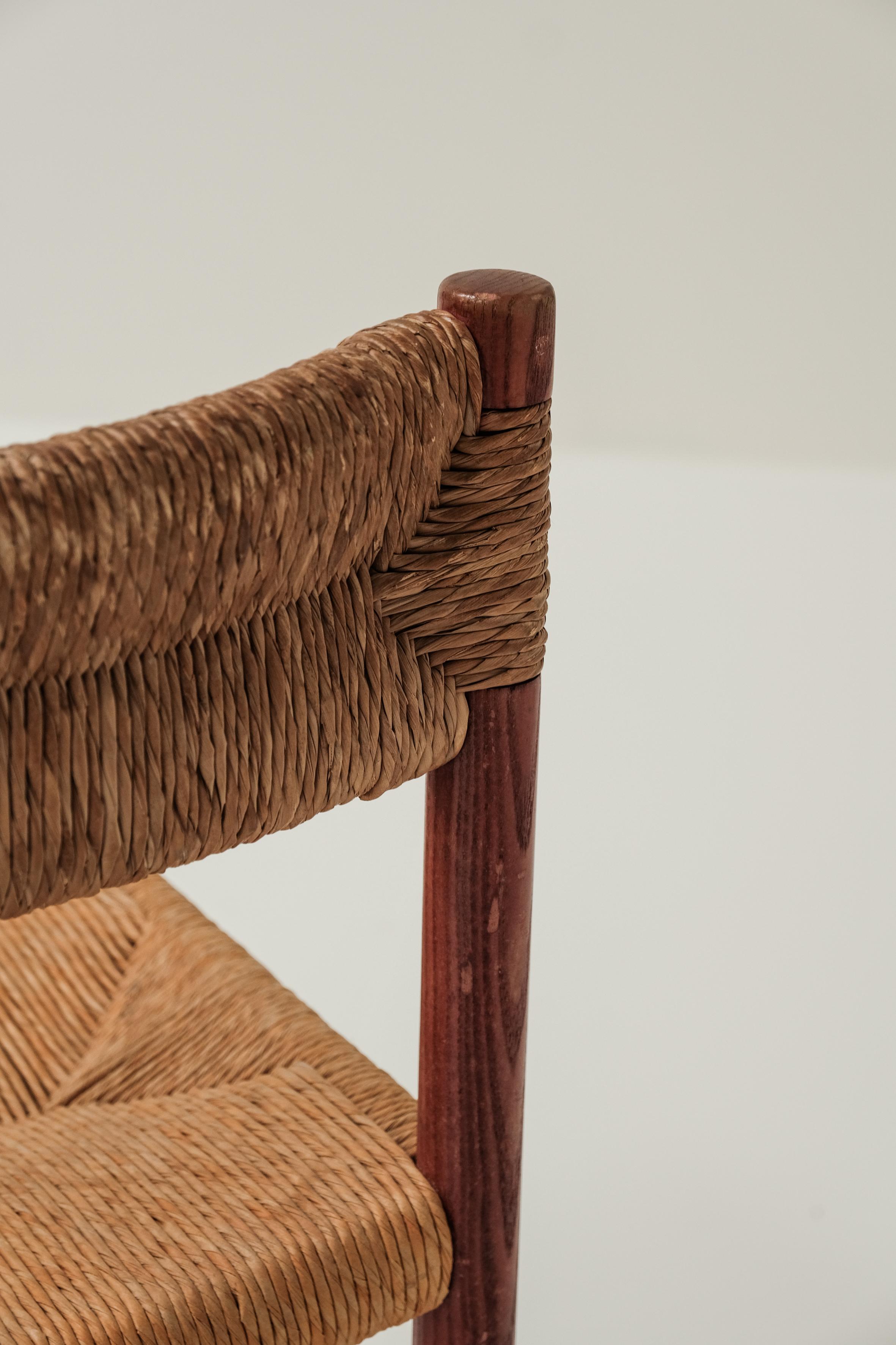 Paille Chaise Dordogne de Robert Sentou pour Charlotte Perriand, années 1960