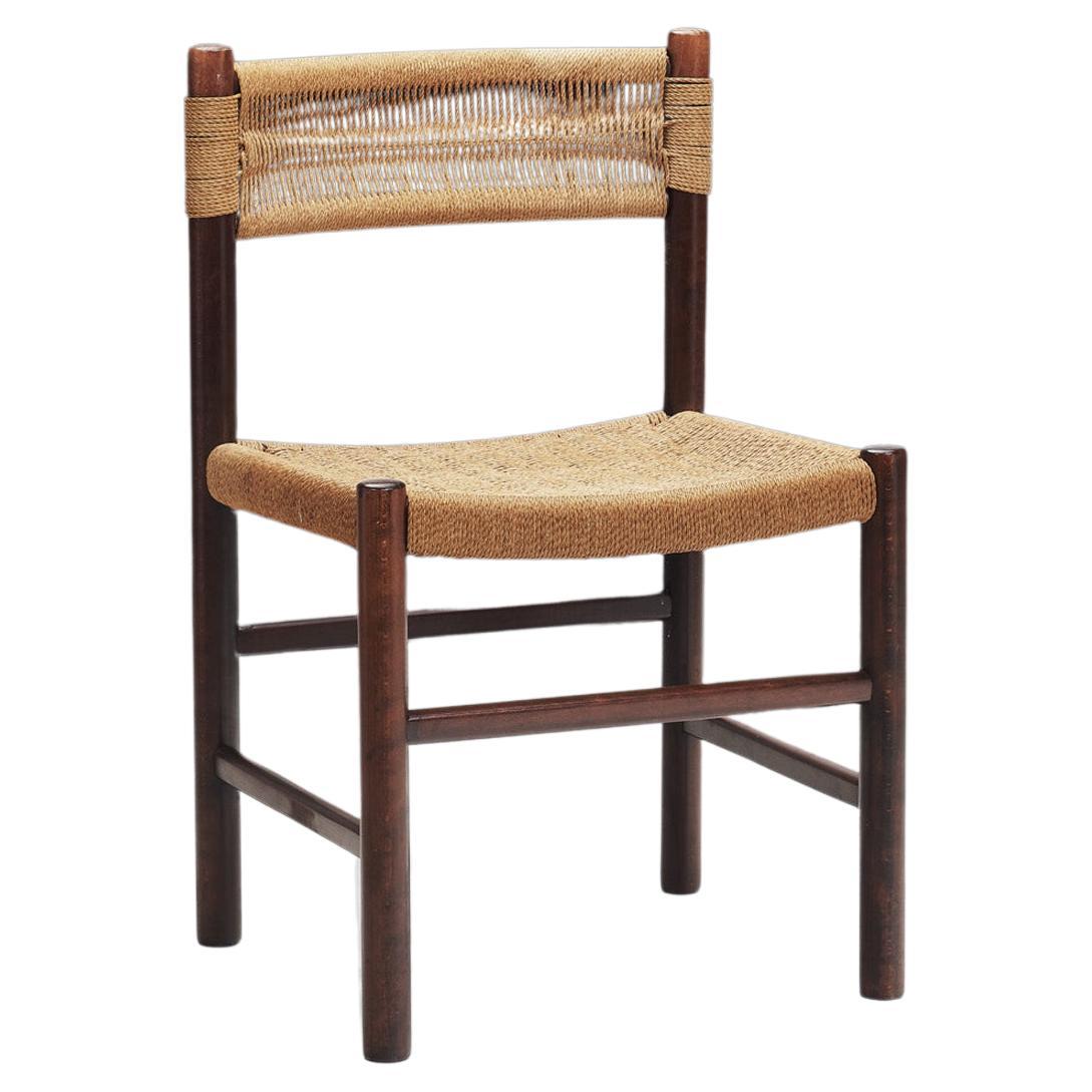 Stuhl im Dordogne-Stil mit Sitz und Rückenlehne aus geflochtenen Papierschnüren, Europa um 1960