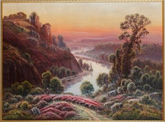 Painting "The Dordogne Valley "by G. Anglade, French School, Early 20th Century
