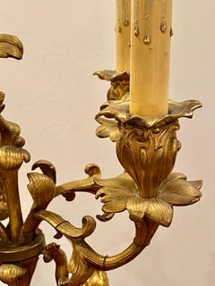 Doré Bronze Candelabra Electrified Table Lamp with Cherubs and Climbing Monkey