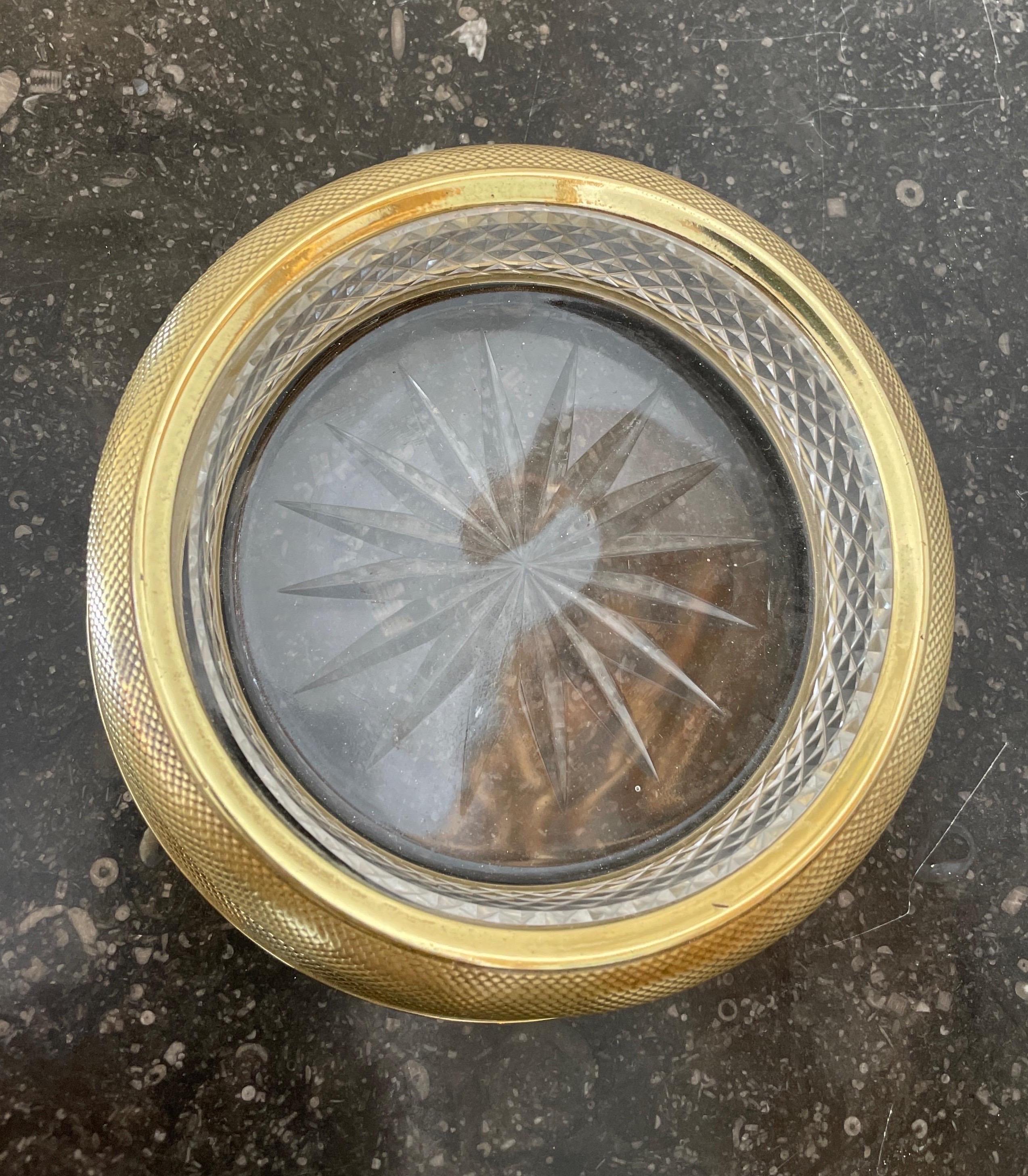 French cut crystal & dore bronze wine coaster.